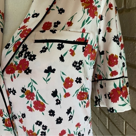 ALC Floral Silk Ruthie Pajama Dress Pink Black Red Size 8 - Picture 5 of 12